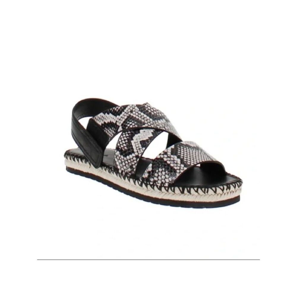VINCE. Womens Black Snakeskin Print Tenison Open Leather Espadrille Shoes 7.5 M